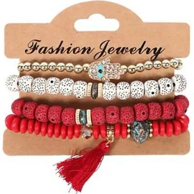 Fashion Jewelry Dámský 4 v 1 červený mix OJ116