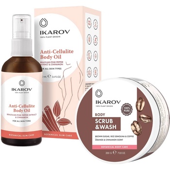 Ikarov Комплект - Измивен скраб за тяло и Антицелулитно масло, 200 g + 100 ml