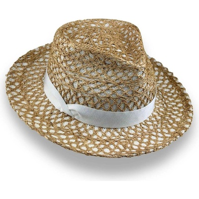Krumlovanka Letní luxusní fedora klobouk Handcrafted Co-14012 bílý
