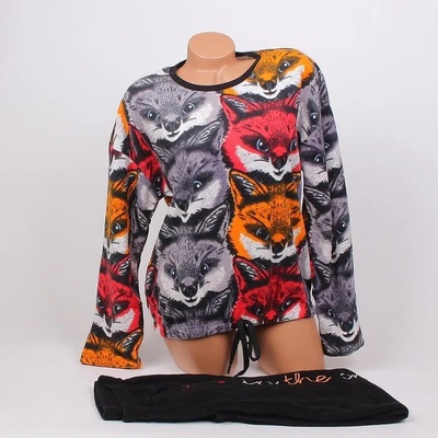 Дамска поларена цветна пижама с лисици