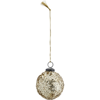 MADAM STOLTZ Skleněná vánoční ozdoba Glitter Gold 7 cm zlatá barva sklo