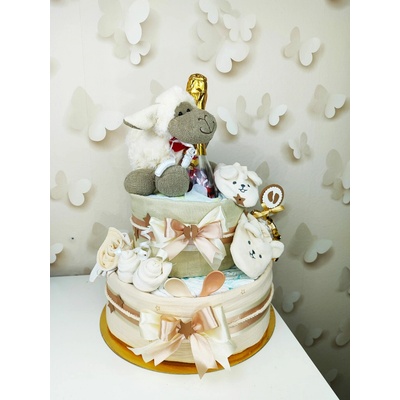 BabyDort dvoupatrový plenkový dort pro miminko neutrální OVEČKA – Hledejceny.cz