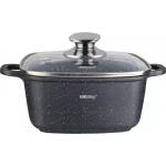 Kinghoff Тенджера за фурна и котлон Kinghoff KH 1601, 20x20 см, 2.8 л, Мраморно покритие, Индукция, Черен (Kinghoff KH 1601)