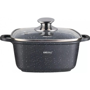 Kinghoff Тенджера за фурна и котлон Kinghoff KH 1601, 20x20 см, 2.8 л, Мраморно покритие, Индукция, Черен (Kinghoff KH 1601)