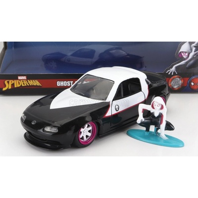 Jada Mazda Miata With Marvel Ghost Spider 1990 Černá Bílá 1:32