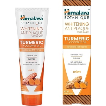 Himalaya Botanique Избелваща паста за зъби срещу плака, с куркума и кокосово масло, 113 g