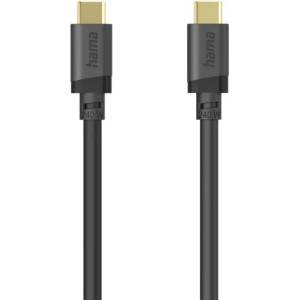 Hama USB-C кабел HAMA, USB-C към USB-C, USB 3.2 Gen1, 5 Gbit/s, E-Marker чип, 240 W, 1.5 м, двойно екраниран, черен (HAMA-202009)