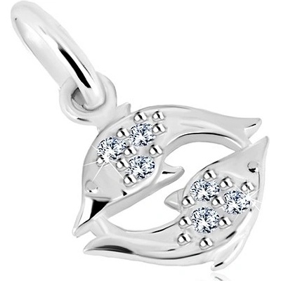 Šperky Eshop Přívěsek ze stříbra 925 blýskavé zirkony v čirém odstínu znamení RYBY S56.25