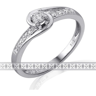 Klenoty Budín Mohutný zásnubní diamantový prsten z bílého zlata 3861847