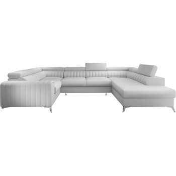 Eltap Бял разтегателен ъглов диван с място за съхранение от изкуствена кожа (десен ъгъл U форма) Louis - ELTAP (CO-LOU-RT-17SOF)