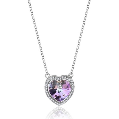 Grace Silver Jewellery Stříbrný náhrdelník Swarovski Elements NH-004-4 Fialová