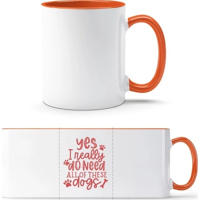 PrintEQ TTH Dvoubarevný Hrnek Design pro majitele více psů Bílá Oranžová Standard Dárky 250 ml