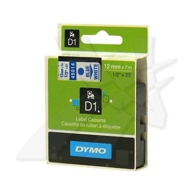 Dymo originální páska do tiskárny štítků, Dymo, 45014, S0720540, modrý tisk/bílý podklad, 7m, 12mm, D1
