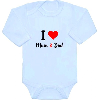 Kojenecké body s potiskem Gama I love Mum and Dad bílé