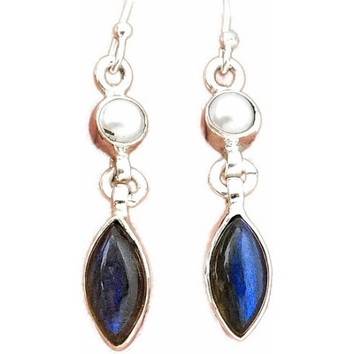 Nefertitis Labradorit náušnice stříbro Ag 925 42713 NF56962 - 2,5 cm, 4,3 g