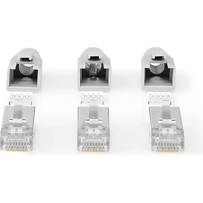 NEDIS RJ45 konektor | RJ45 Pass Through | Pevný/vláknitý kabel FTP CAT6a | Přímý | Pozlacené | 10 ks | PVC | Šedá | Box