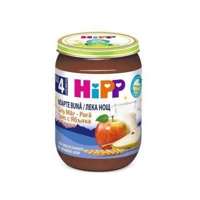 HiPP Био млечна каша "Лека нощ" с грис, ябълки и круши hipp, 4+ месеца, 190гр