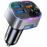 SYNCWIRE FM Transmitter Auto Bluetooth 5.4 48W (PD 36W & 12W) Bluetooth Adapter Auto mit [Lichtschalter] [HiFi-Bass-Sound] [Schnellladen] Freisprecheinrichtung Autoladegerät Zigarettenanzünder, Grau - SW-XC961