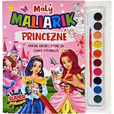 Malý maliarik princezné omaľovánka so štetcom a farbami