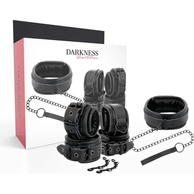 Яка и белезници с метална верига за доминираща игра - Darkness Set (D-221255)