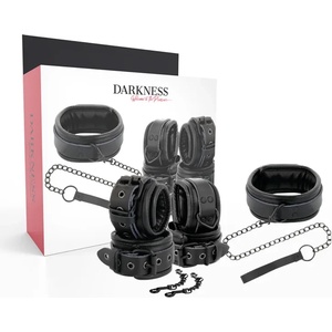  Яка и белезници с метална верига за доминираща игра - Darkness Set (D-221255)
