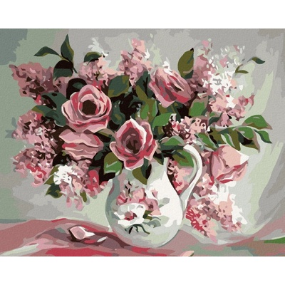 zuty Růže a šeříky v malované váze 100 x 80 cm bez rámu a bez vypnutí plátna 8596530024262