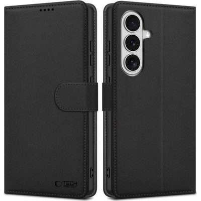 Tech-Protect Кожен Калъф с Джобове за Samsung S26, Tech-Protect Wallet Book Case, Черен (5906302390335)