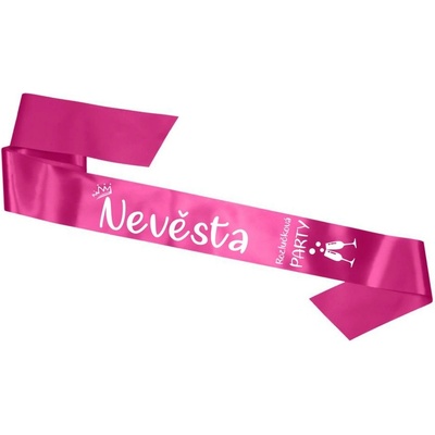 Svatební šerpa ROZLUČKOVÁ PARTY Nevěsta Bílá/Purpurová