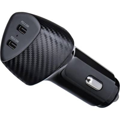Forcell Зарядно за кола Forcell - Carbon, CC50-2C, 40W, 2x USB-C, черно (5903396133787)