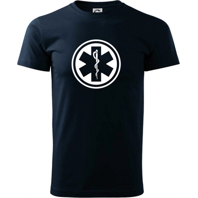 Rescue logo samostatné guľaté tričko tmavomodrá
