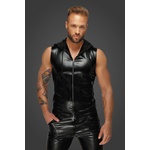 Noir Handmade H066 Snake Wetlook Sleeveless Zip-Up Top with Sheer Hood L