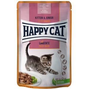 Happy Cat MIS Kitten & Junior Farm Duck пауч за бебета котки с патица 85gr