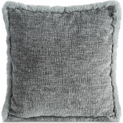 Takoy Povlak na polštář 45x45 cm ocelový žinilkový zdobený kožíškem na okrajích BLANCA 03-HF-478924 | 45 x 45 cm