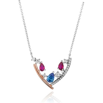 Image 1 of Swan Сребърно колие с позлата и цнетни цирконии JT277N Swan