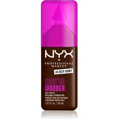 NYX Professional Makeup Make ‘Em Wonder ľahký zmatňujúci make-up 43 Deep Ebony 30 ml