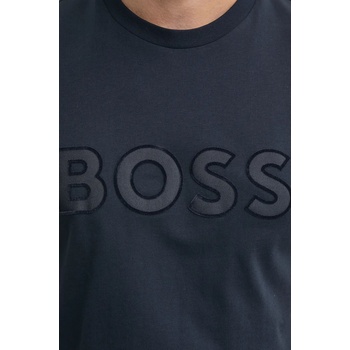 BOSS Памучна тениска boss в тъмносиньо с апликация 50527338 (50527338)