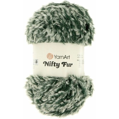 Yarnart Nifty Fur 8419 tmavo zelená s bielou