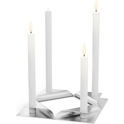 Höfats Square Candle, designový svícen - stříbrný, set 4ks -
