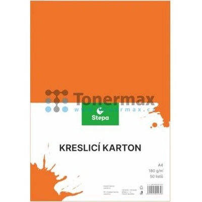 Barevný kreslicí karton A4, oranžový, 180 g/m2, 50 listů