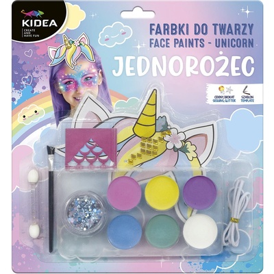 Farby na tvár Jednorožec 6 farieb + štetec a čelenku