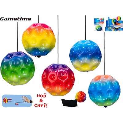 Gametime míček pěnový 6 cm vracející se červená žlutá oranžová zelená duhová