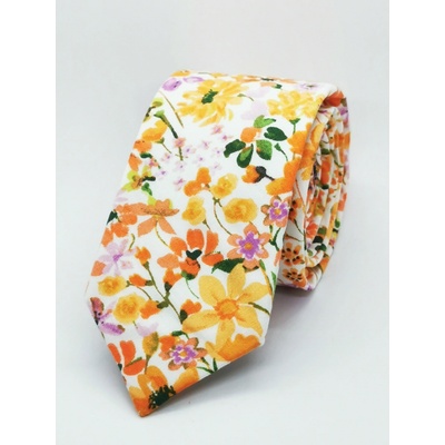 Decofashion kravata s oranžovými květy