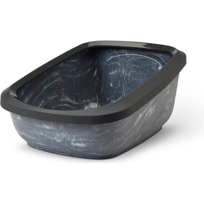 SAVIC Aseo Jumbo Marble - Котешка тоалетна с борд, черен мрамор/антрацит, 67.5x48.5x28 см