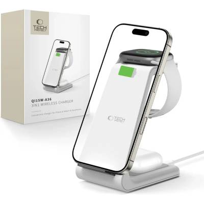 Tech-Protect QI15W-A36 3в1 безжично зарядно за Apple бяло (5906302372157)