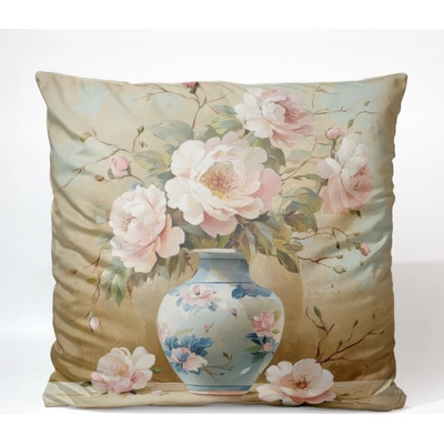 Takoy Zamatová pastelová váza s pivonkami-HT-00349 45 x 45 cm