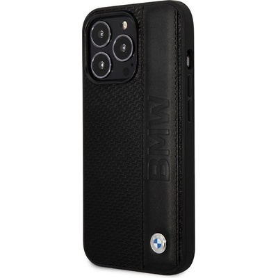BMW Signature Leather Big Logo Hard Case - кожен кейс (естествена кожа) за iPhone 14 Pro (черен)