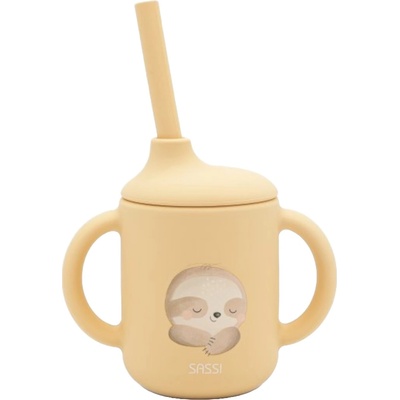 Sassi Силиконова чаша със сламка Sassi - Gnawy The Sloth, оранжева (SSSI0764)