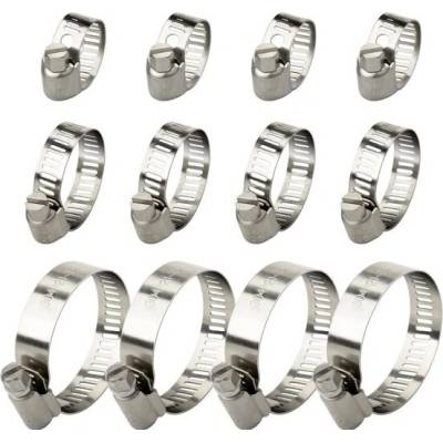 Profiwoab 12 hadicových svorek 21-44 mm, 16-25 mm, 10-16 mm, nerezové trubkové svorky pro bazén, pračku,