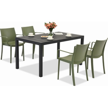 BICA Комплект градински мебели King/Victoria в антрацитно зелено за 4 души Bica (BC440ANT-4xBC351ZIE)