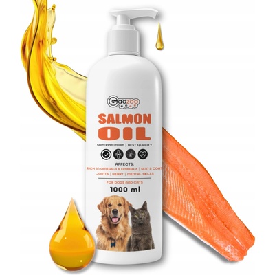 Gaczoo lososový olej pro psa a kočku Omega-3 a Omega-6 1000 ml